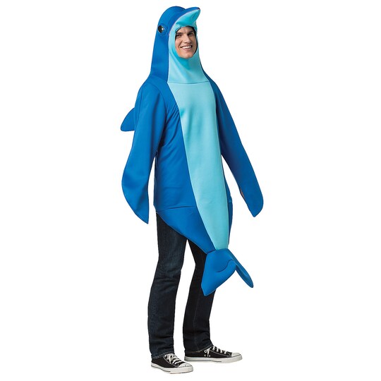 Adult Dolphin Costume One Piece Bodysuit with Flippers and Hood